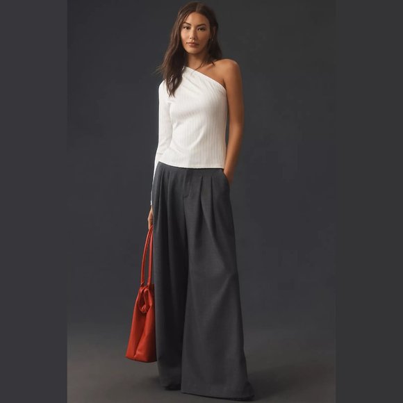 NEW Anthropologie Sizes M, XL One-Shoulder Ribbed Top, White - Picture 3 of 8